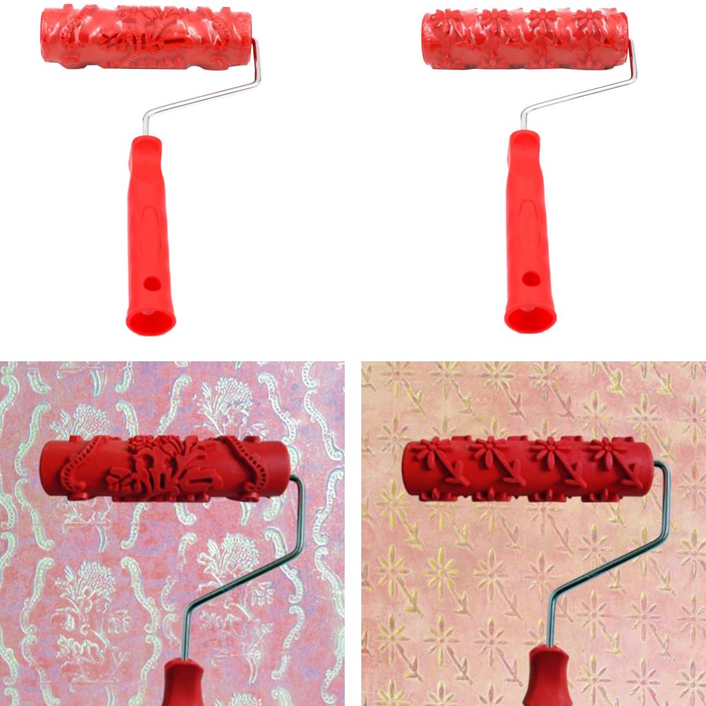 7-Inch Assorted Embossed Pattern Painting Roller with Plastic Handle Big Flower