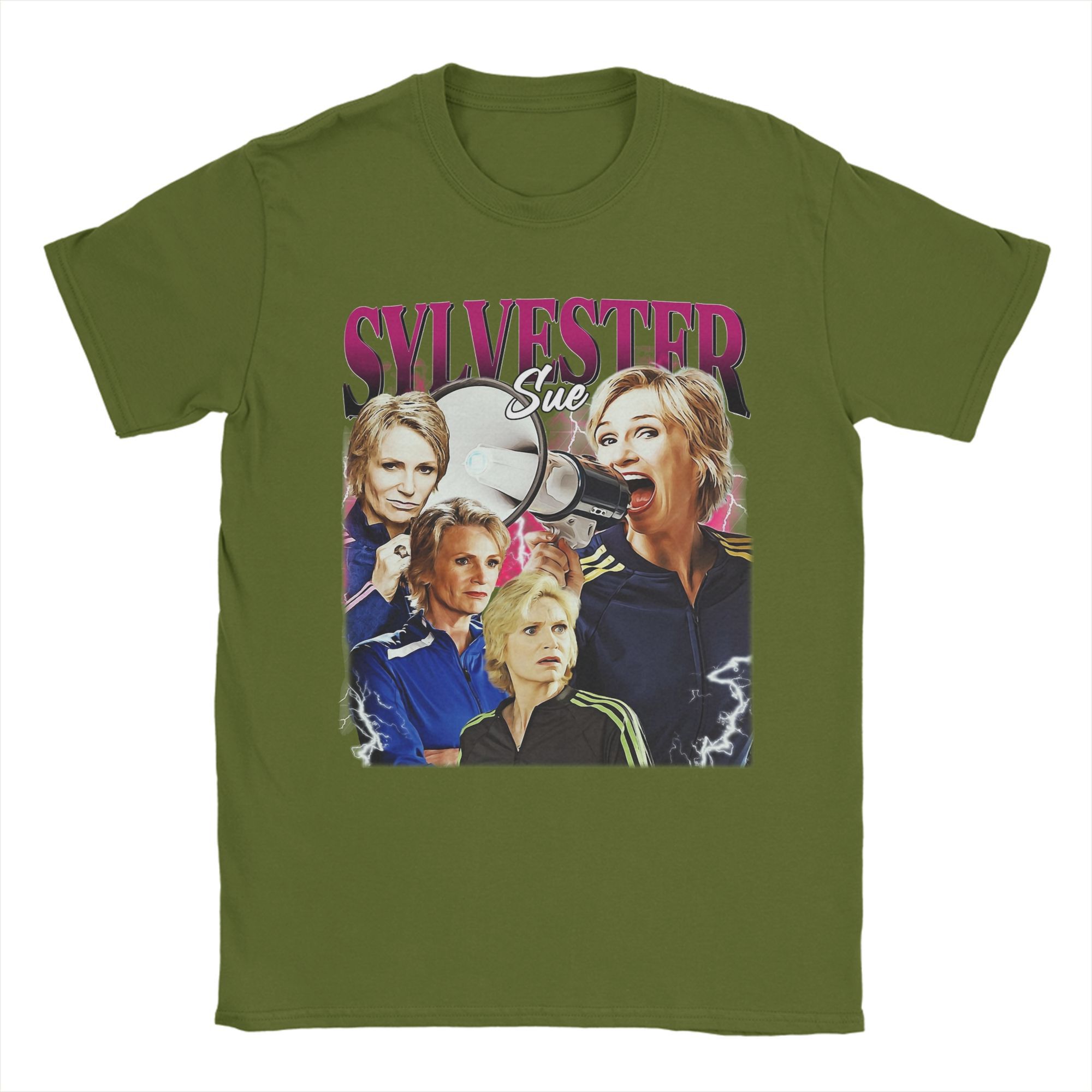 Vintage Sue Sylvester Glee T-Shirt for Men O Neck 100% Cotton T Shirt Short Sleeve Tees Graphic Printed Clothing 4XL