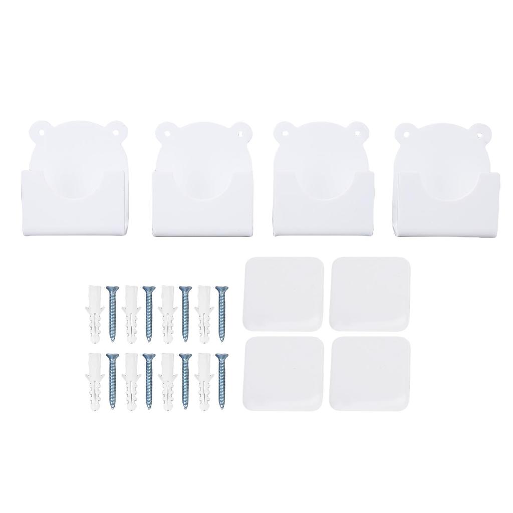 4PCS Adhesive Shower Rod Holder Acrylic Cartoon Style Wall Mount Shower Curtain Rod Bracket for Bathroom Room Divider