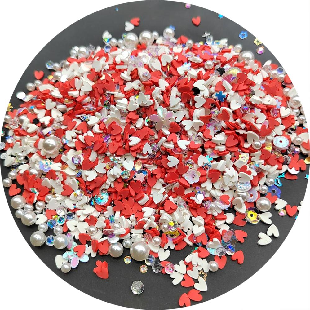 Valentine's Day Heart Polymer Clay Slices Soft Slime Clay Sprinkles for DIY Colorful Slime Decoration Crafts