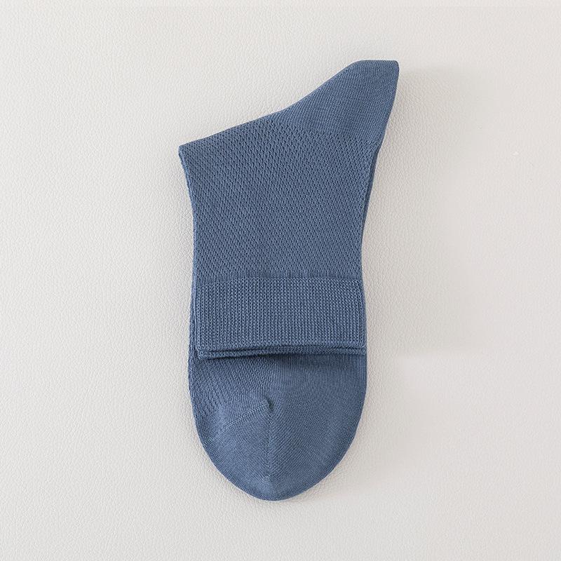 Men's Socks Mid-calf Mesh Breathable Sweat Cotton Anti-odour Mid-calf Socks Anti-pilling Solid Colour Boneless Leisure Cotton Socks