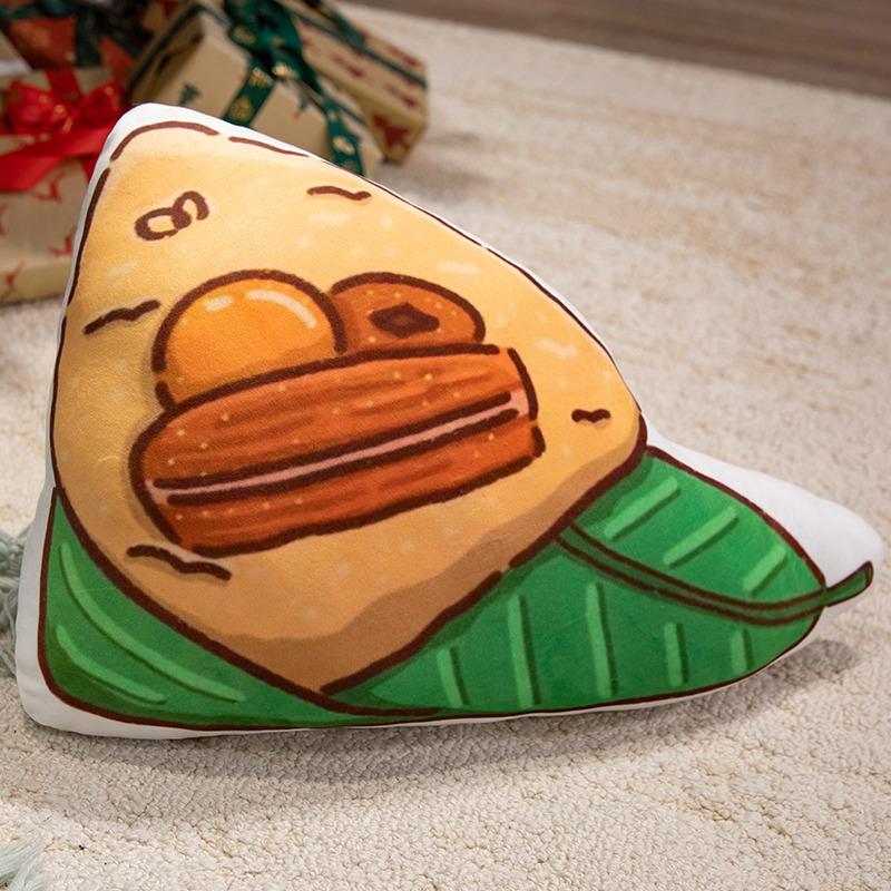 Simulation Cartoon Zongzi Doll Printed Pillow Triangle Square Plush Toy Dragon Boat Festival Sofa Pillow