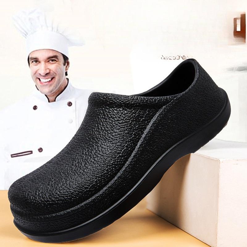 Fashion Men Chef Shoes Man Summer Beach Slippers Water-proof Oil-proof Kitchen Shoes Non-slip Garden Clogs Hotel Work Shoe EVA Sandal