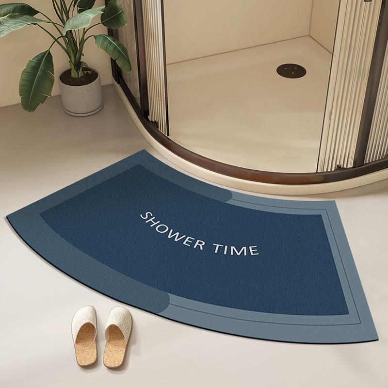 Curved Fan-shaped Bathroom Floor Mat Shower Room Carpet Diatom Mud Strong Absorbent Mat Bathroom Door Anti-slip Foot Mat