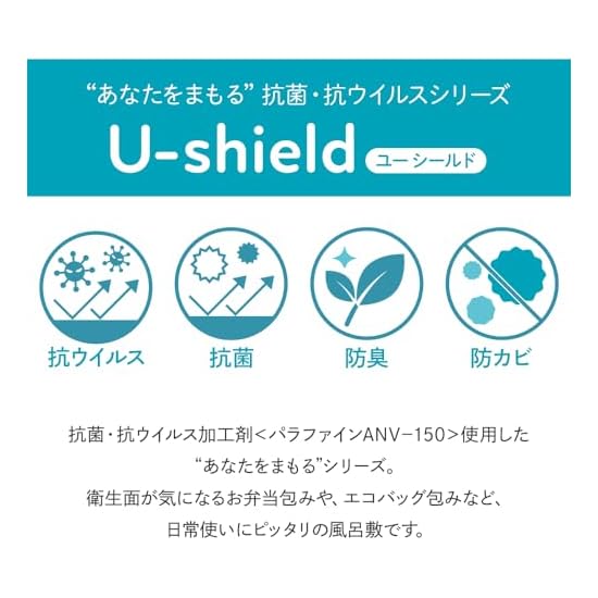 [SAKIKU-EN] Furoshiki YUSOKU U-shield Antibacterial, Antiviral, Deodorizing, and Anti-mold Treated S