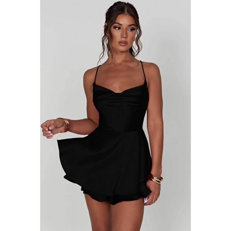 2024 European & American Backless Satin Sling Dress: Women's Summer Fashion