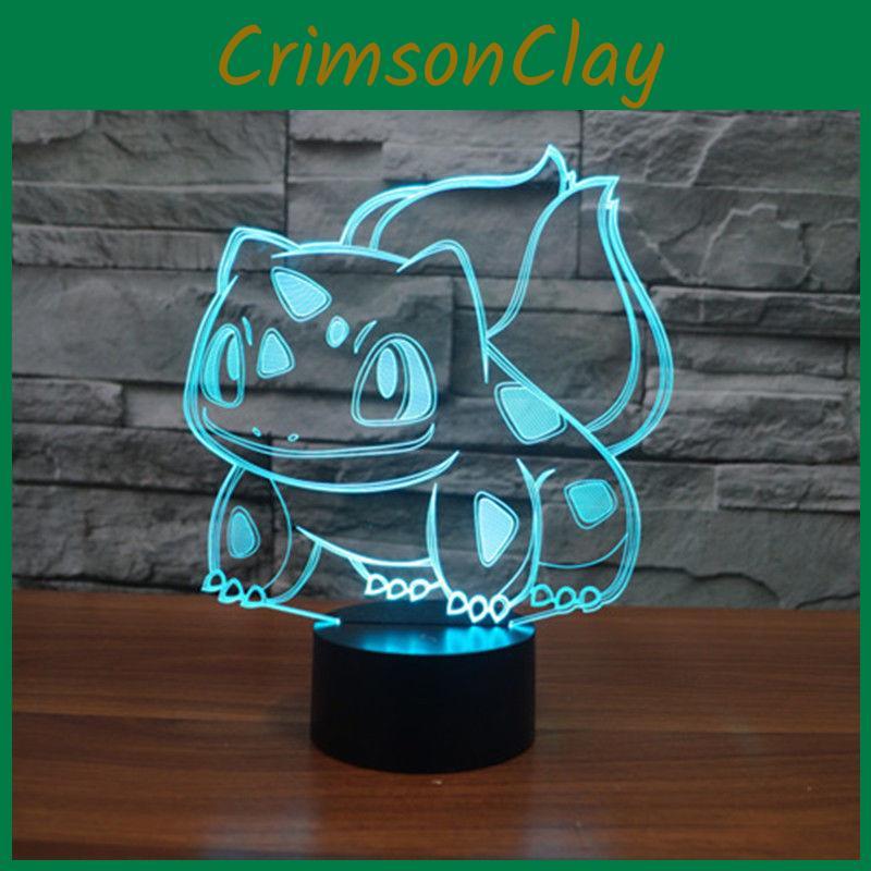 3d Touch Bulbasaur Night Light 7colors Usb Rechargeable Home Office Decoration