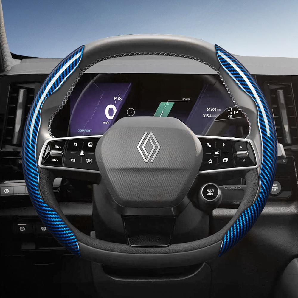 EXHN9 Suitable for Renault Carbon Fiber Texture Steering Wheel Cover with Segmented Quick-Release Design Sandero Clio Duster 