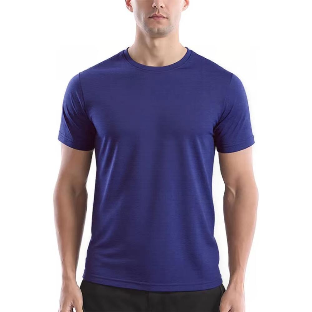 Summer Men's Quick Dry T-shirt Breathable Lightweight Sports Tees Round Neck Solid Color Short Sleeve Tops Cozy T-shirt
