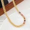 GEMCHIC Women's Colorful Zircon Gold Chain Necklace Fashion Geometric Pendant Statement Jewelry
