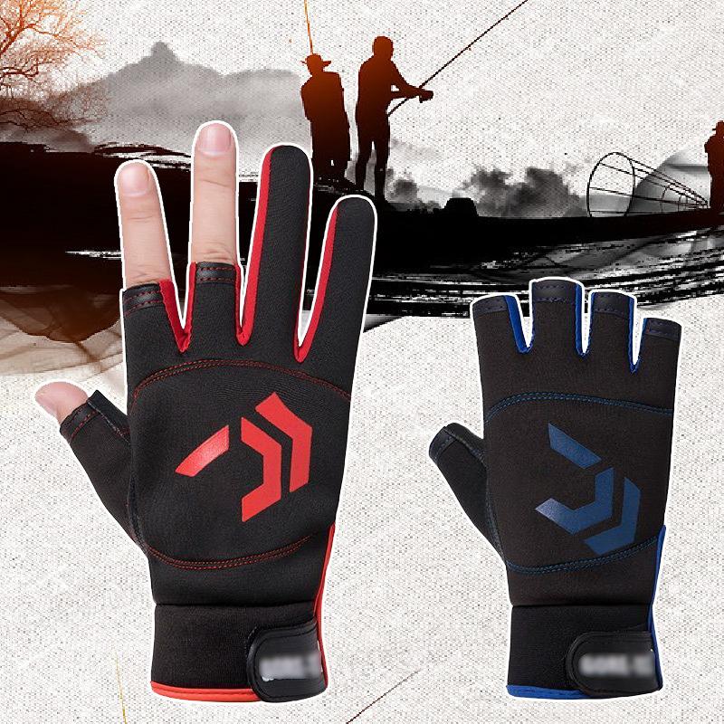 

Luya fishing gloves men s thickened spring, autumn and winter Watlu three-finger non-slip waterproof riding gloves average size