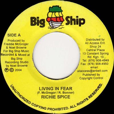 7inch Record RICHIE SPICE - Living In Fear NONE Big Ship 2004 Jamaica Reggae, Ska & Dub Used