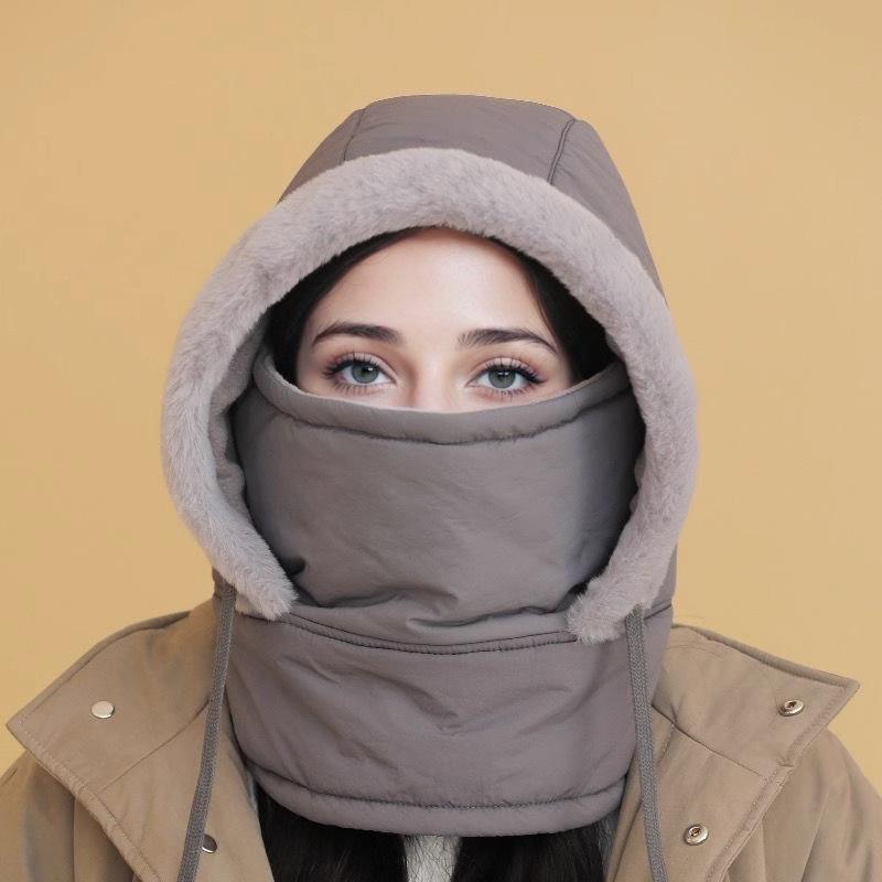 Men's Fashionable Versatile Earflap Hat Women's Hat Autumn Winter Warm Cold-Resistant Face-Coverable Thickened Fleece-Lined