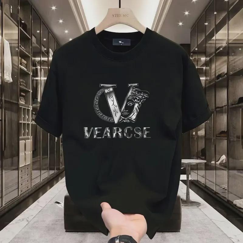 Fashion Hip Hop Clothes Luxe Katoenen T-shirt voor Mannen Casual Oversized Los Ronde Hals Korte Mouw Street Hip Hop Hoge Kwaliteit Zwaar Katoen Dames Heren Kleding S zwart
