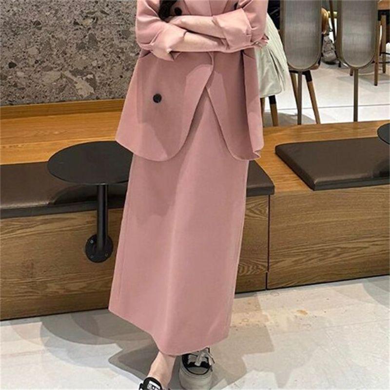 2025 Autumn Fresh Elegant Two-Piece: Slimming Jacket & Midi Skirt Suit