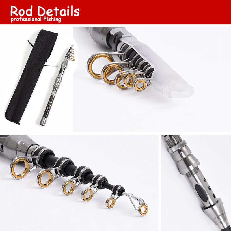 Professional Fishing Rod Carbon Fiber 1.5-2.4M Sea River Fishing Ultralight Telescopic Spinning Ring Rod Fishing Stick