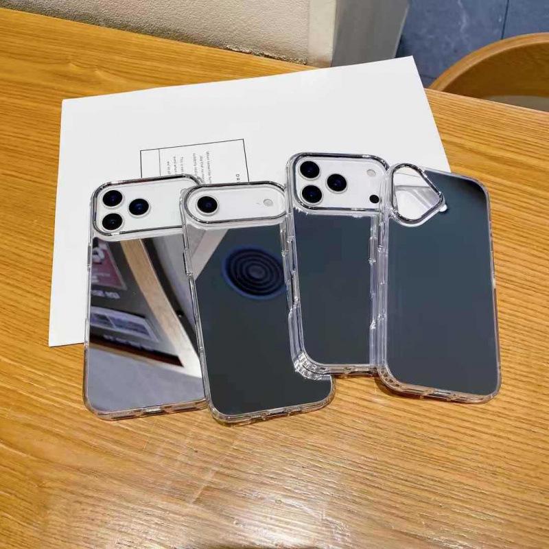 17AIR Acrylic Mirror Makeup Phone Case for Apple 17promax, with Electroplated Mirror Frame and 14pro Protection.