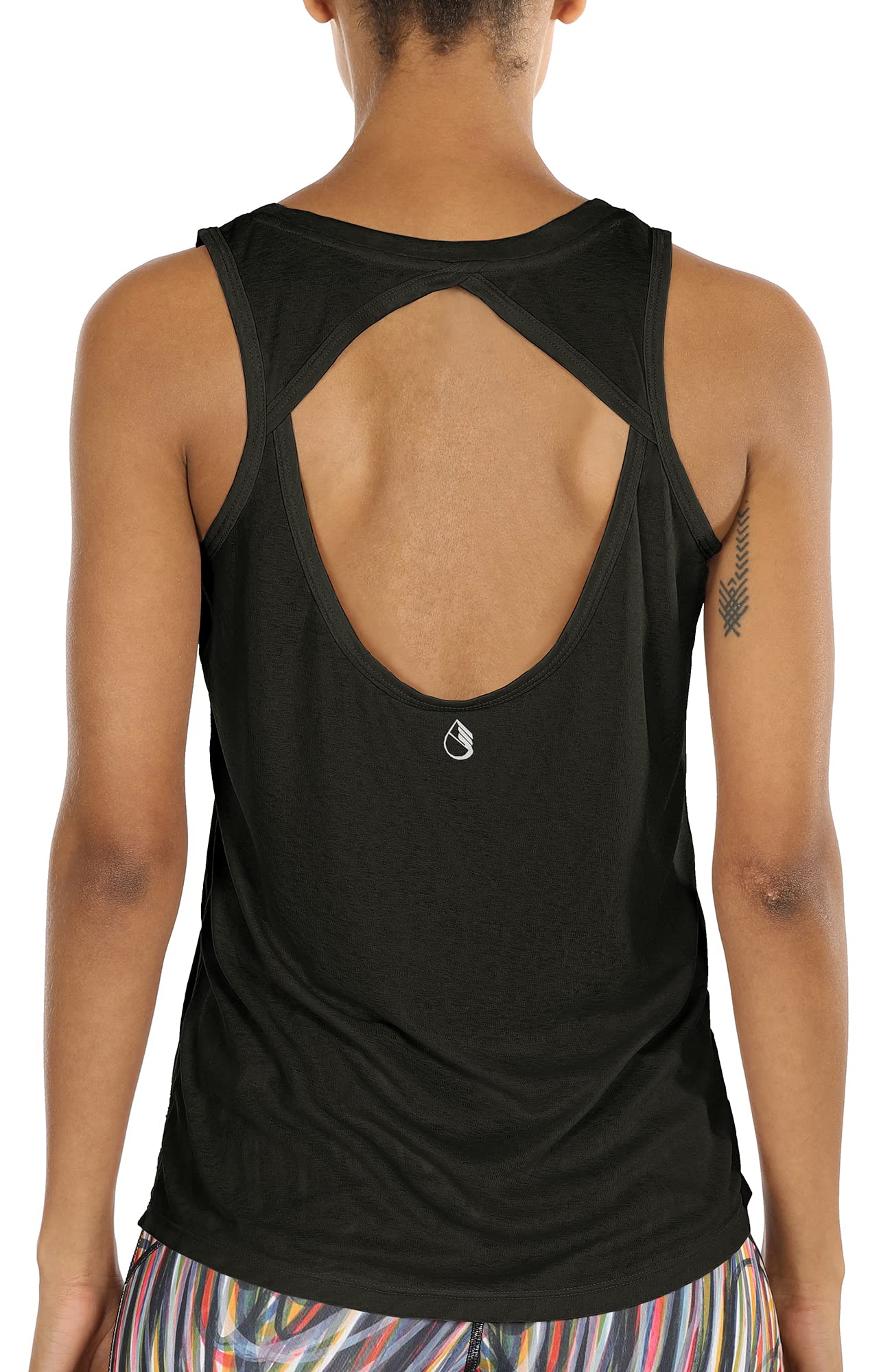 

Icyzone Athletic Tank Open Yoga Gym Women s Top, Activewear, Breathable, Quick-Drying, Lightweight, Back, Racerback, Top, Running, Workout, (Size L, чёрный