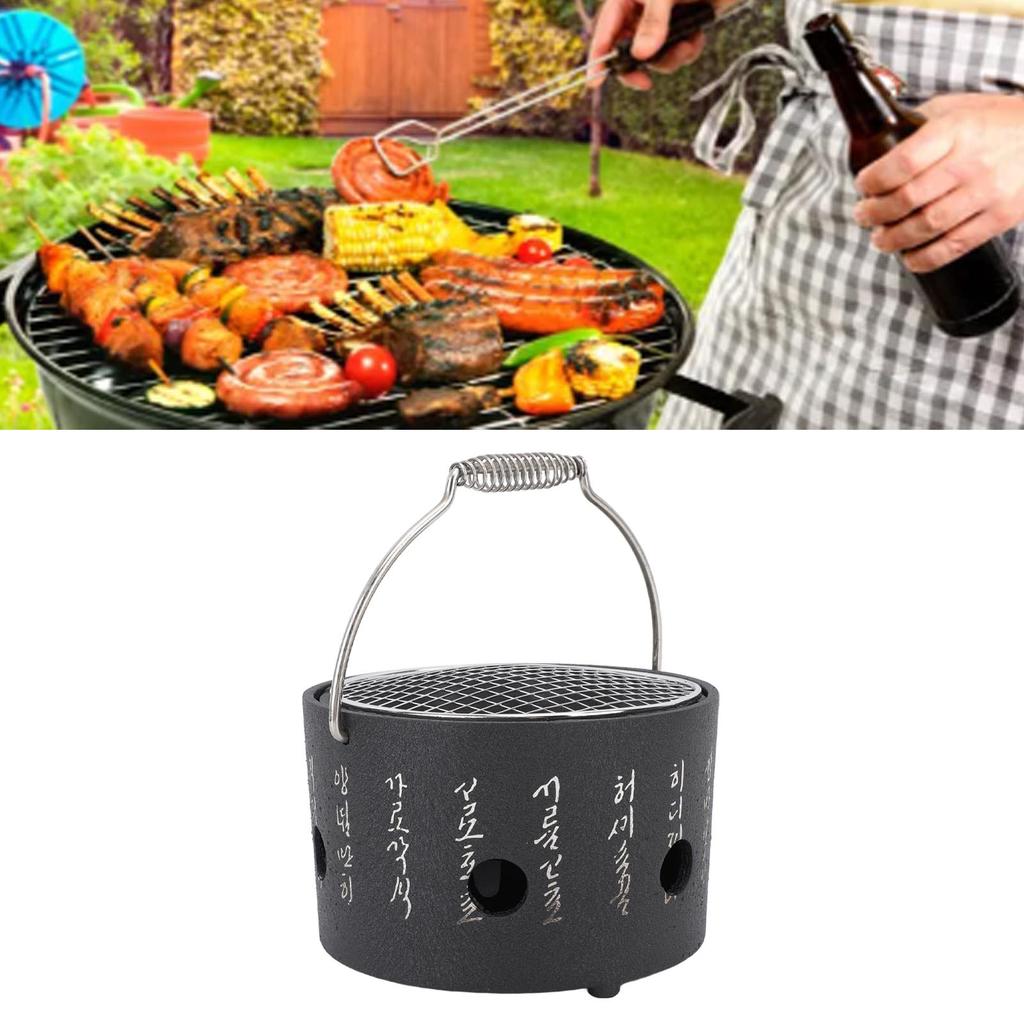 BBQ Stove Aluminum Stainless Steel Multifunctional with Portable Handle Food Charcoal Stove for Tea Making Camping