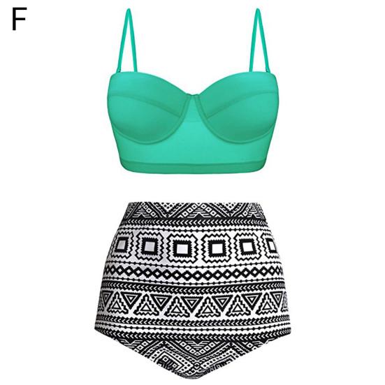 1 Set Useful Bikini Two-Piece Padded Reusable Sexy Push-up Printed Swimsuit Women Accessories
