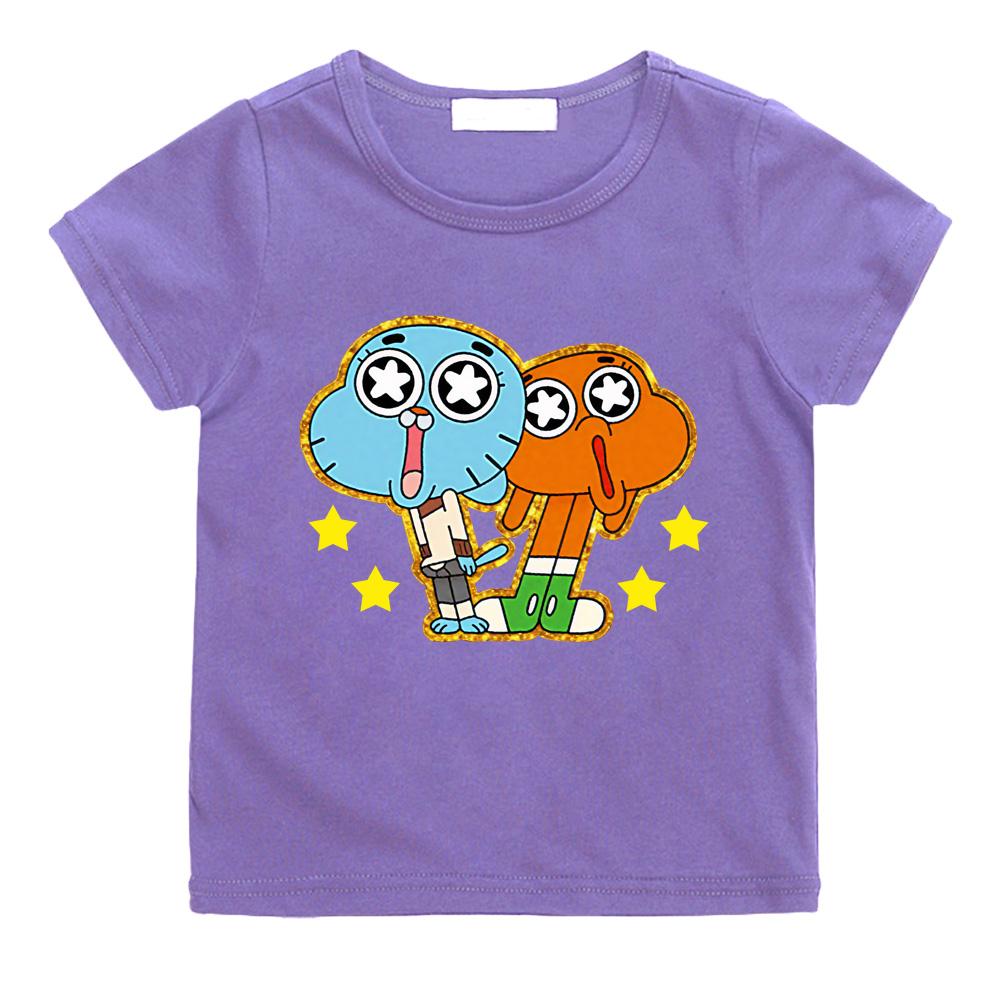Die wunderbar seltsame Welt von Gumball Sommer Cartoon 100% Baumwolle Druck Cartoon Kurzarm Kinder T-Shirt Animationskostüme