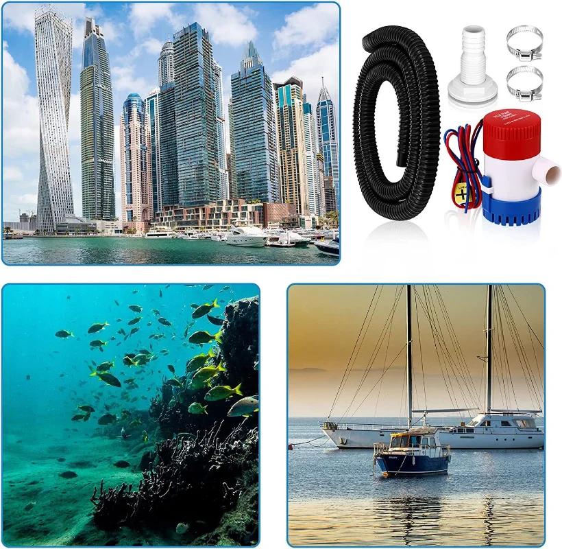 New 5-piece bilge pump pipe kit Bilge pump Electric 12v bilge pump PVC bilge pump hose