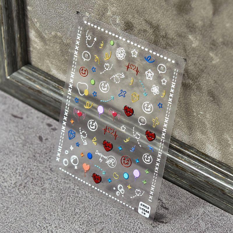 

Flower Cluster Strawberry Rabbit Nail Sticker Tomoni Relief Love Enchanting Cooperation 5D Adhesive Japanese Cute Nail Sticker Graffiti line 1644((Relief))