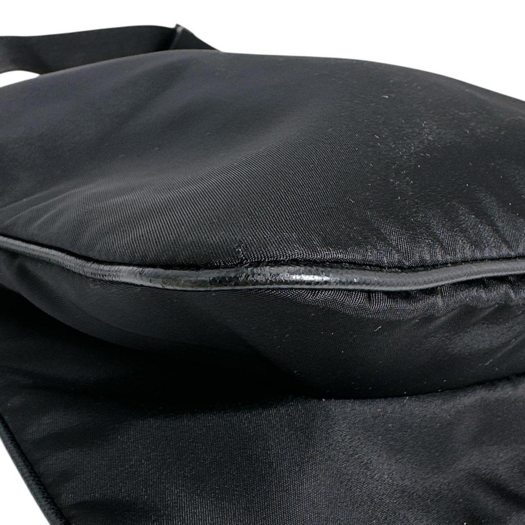 Prada Diagonally Hung Triangle Logo Shoulder Bag Nylon Black Unisex Used