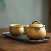 Wanqiantang Auspicious Lingzhi Ceramic Gongfu Tea Set (1 Pot, 2 Cups, 1 Plate)