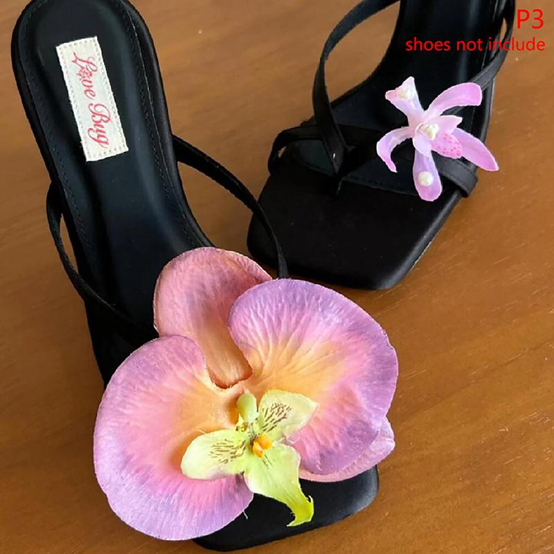 

Bohemian Colorful Flower Sandals Accessories Butterfly Orchid Shoe Buckle Decorate The Upper Sweet Flower Shoe Accessories