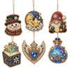 Seasonal Festive Hanging Decor 6 Pcs Christmas DIY Faux Pearl Painting Kit Ornaments, Rhinestone Art Party Decorative Supplies Tree Decoration