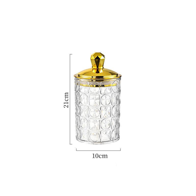1PC Multifunctional Storage Tank Light Retro Pattern Transparent Sealed Jar Luxury Golden Lid Candy Coffee Bean Storing Jar