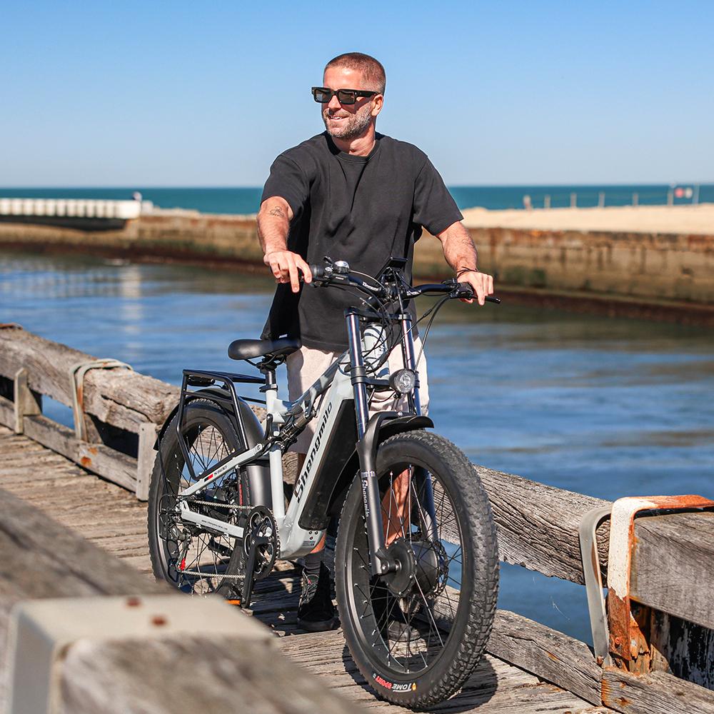 Shengmilo S600 Electric Bike - 2000W Dual Motors, 48V 17.5Ah Battery, 45km/h, 26" Fat Tires, Full Suspension, 7-Speed, for Men, Gray