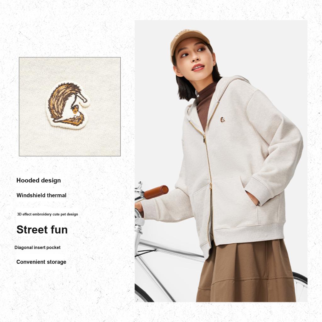 Li Ning Sports Fashion Series Solid Color Zipper Hooded Comfortable Breathable Fleece Warm Cardigan Sweatshirt Women sweatshirt AWDUB66-2