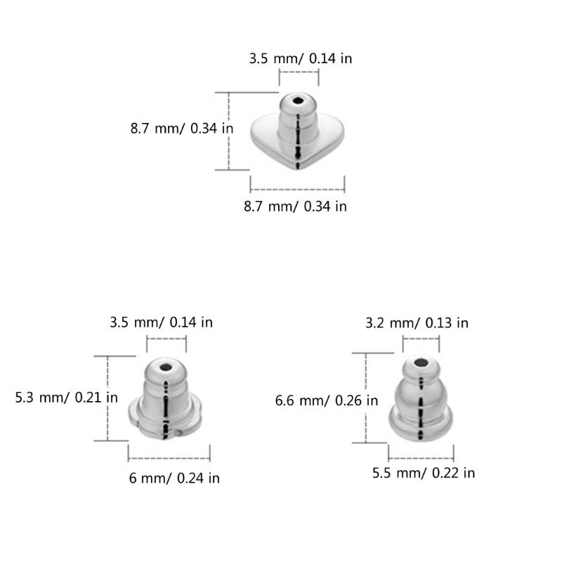 Set of 4 Secure Earring Backs Studs Locking Clutch Secure Locking Backing Stainless Steel Earring Plugs for Droopy Ears