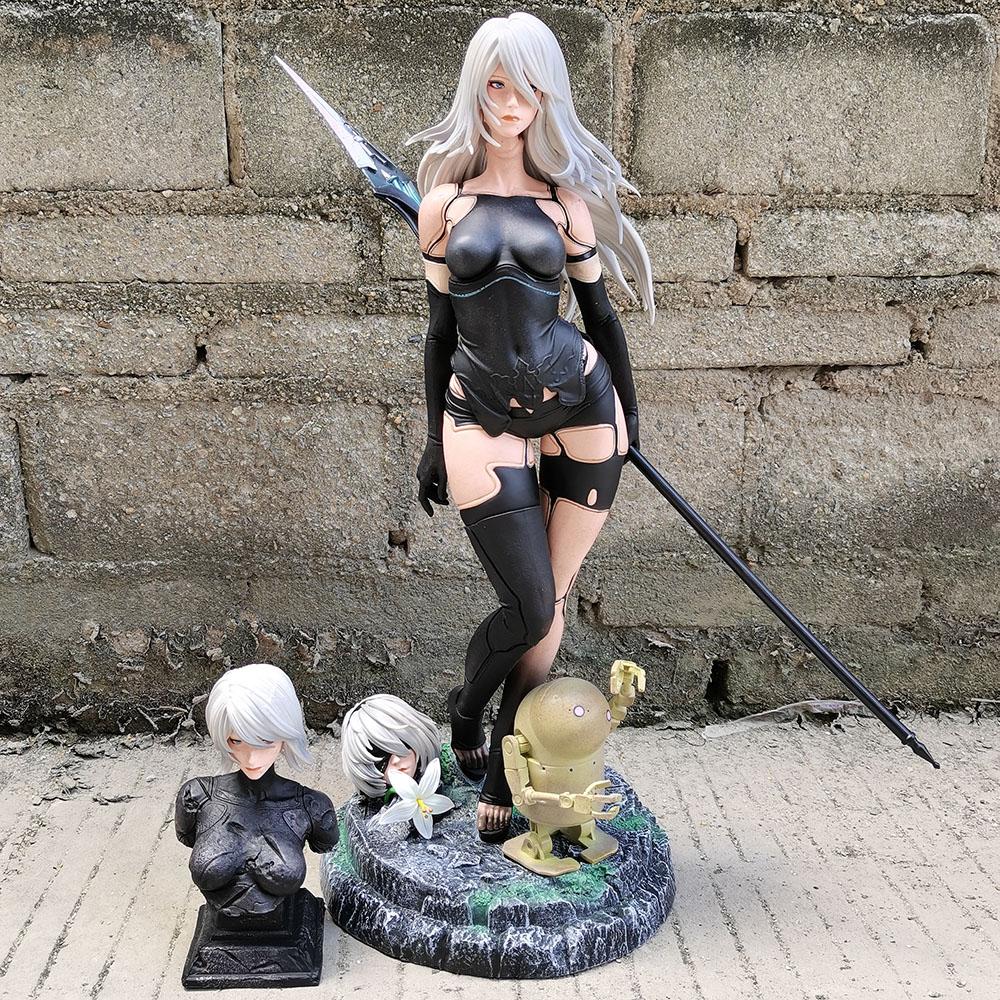

50cm NieR: Automata Yorha No. 2 TypeB 2B YoRHa Type A No.2 A2 Anime GirlPVC Action Figure Toy Statue collection Model Dol (As shown-2961)-