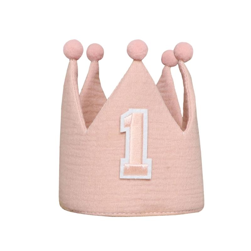 

Comfortable & Safe Baby Crowns Hat Baby First Birthday Crowns Hat Cotton Hat for 1 Year Old Perfect for Parties & Photos рожевий