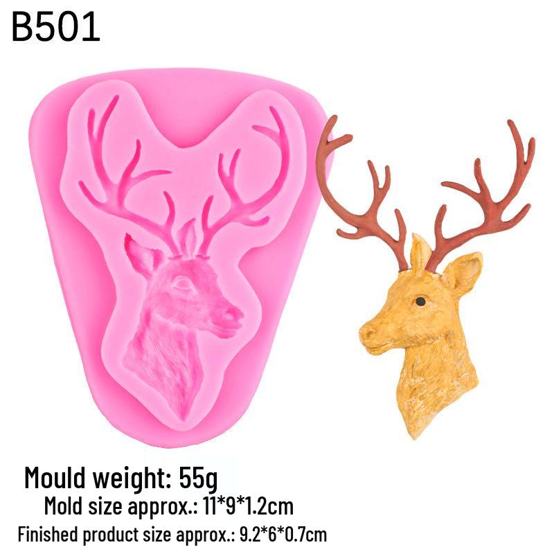 Reindeer DIY Christmas Fondant & Resin Mold for Cake, Chocolate, Plaster, Pine Cone, and Clay.