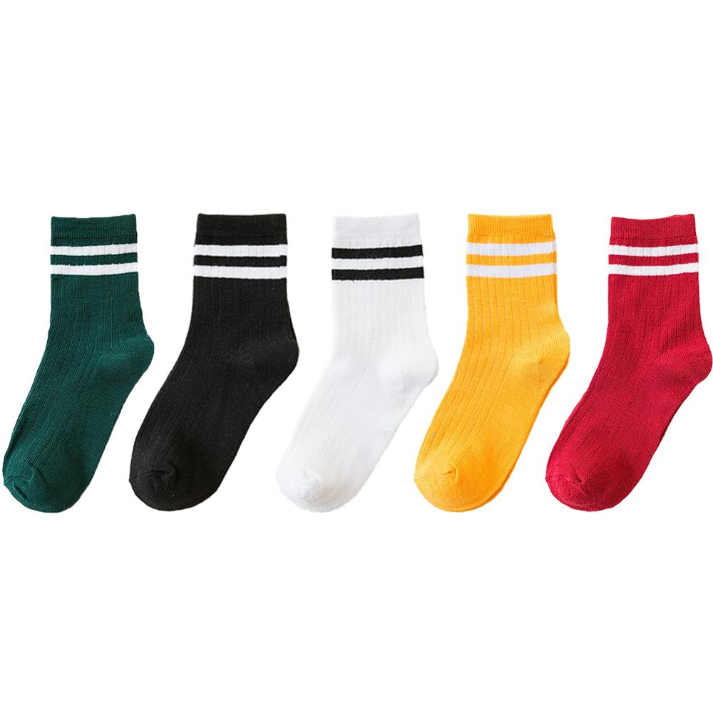 

5 Пар Модний Жіночий Набір Шкарпеток 2 Смужки Середня Труба Дихаючі Спортивні Довгі Шкільні Шкарпетки Пакет Calcetines Skarpetki Damskie One Size