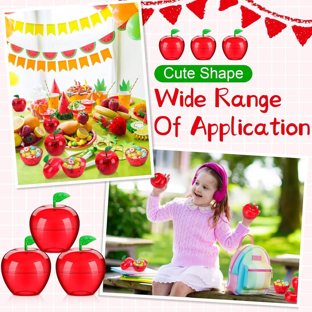 Tanlade Plastic Apple Container Valentine Apple Container Teacher Gifts Bulk Back To School Candy Holder Snow Party Apple Decorations for Valentine