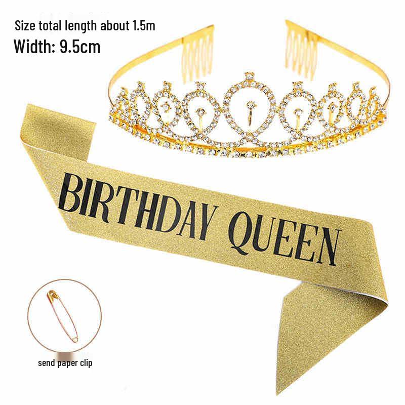 Hong Kong Style Birthday Queen Sash & Shoulder Strap for Photos