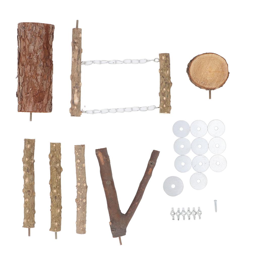 6pcs Wooden Bird Perch Multifunction Parrot Stand Branches Paw Grinding Stick Set Cage Accessories