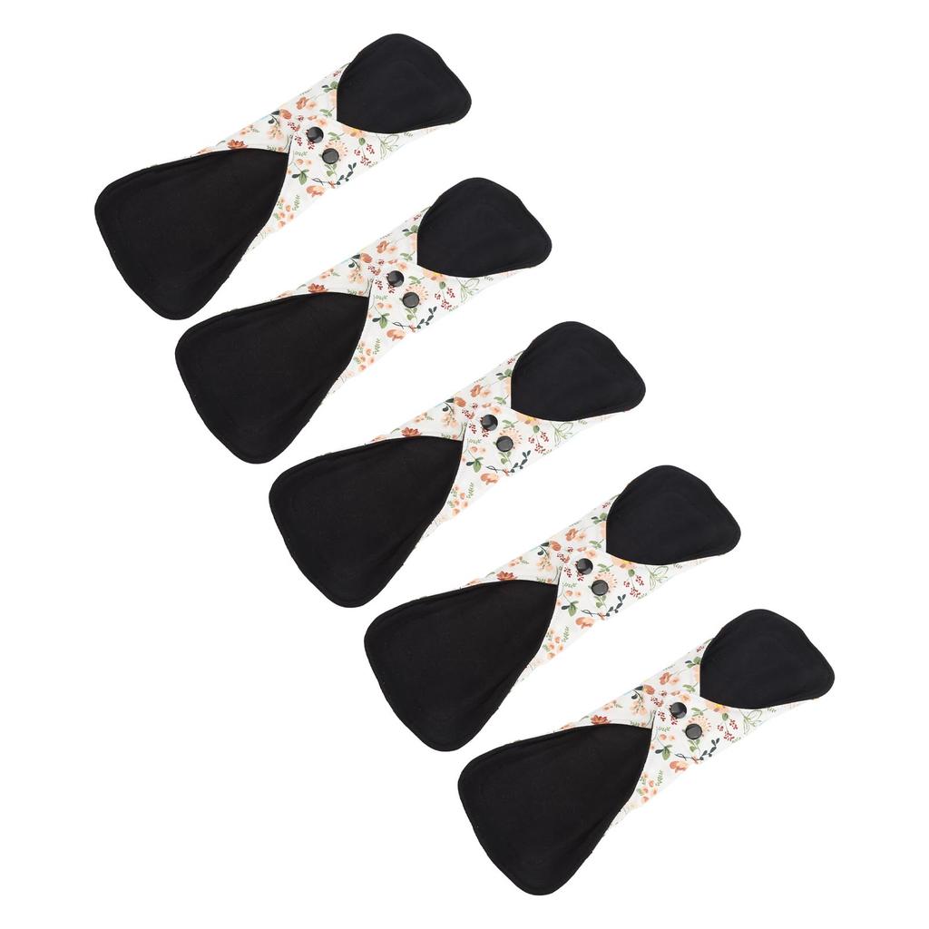 5 szt. Zmywalne Oddychające Podpaski Menstruacyjne Wzór Kwiatowy Super Chłonne Wielorazowe Bawełniane Podpaski Higieniczne Wkładki L