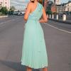 Women's Fashionable Color Sexy Sleeveless Stand Up Collar Pleated Dress Party Dress