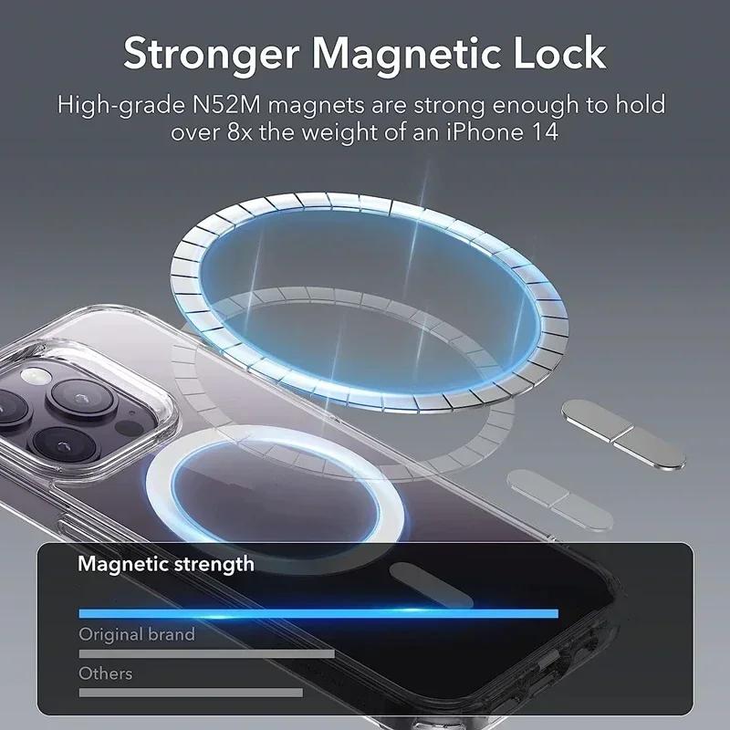 Transparent Magnetic Phone Case For iPhone 16 15 14 13 12 11 Pro Max Plus Wireless Charging Protective Cover Shell for Magsafe
