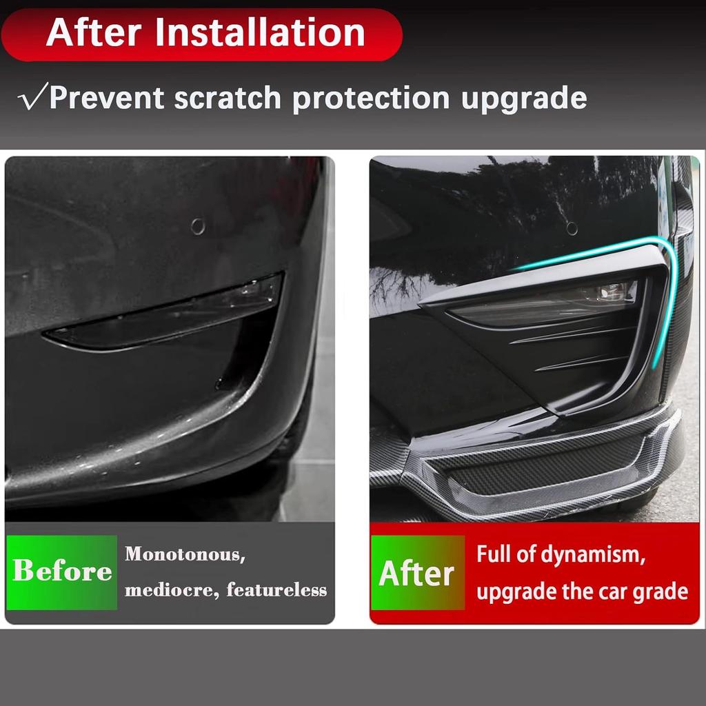 Yhcdsea For -2024 Tesla Model Y Front Fog Light Cover Trim Eyebrow Frame Decorative Accessories (Matt Black)