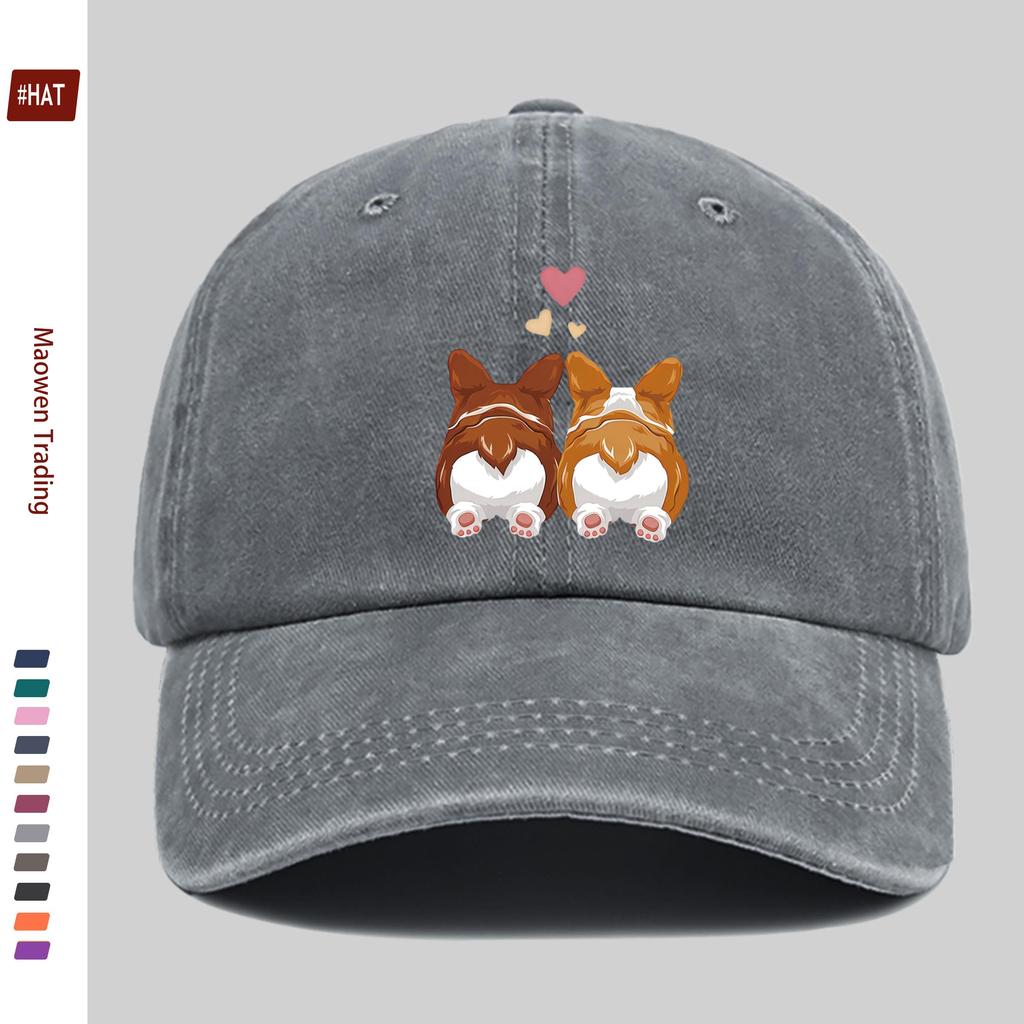 pc HeartShaped Corgi Silhouette Printed Baseball Cap Pet Print Design Golf Hat Home Leisure Decor Hat Comfortable Lightweig