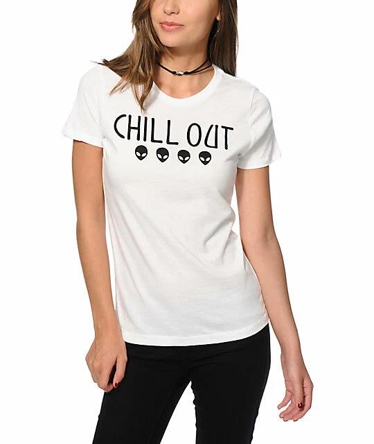 

A-Lab Womens Chill Out Aliens White T-Shirt New XS, S, M, L XL
