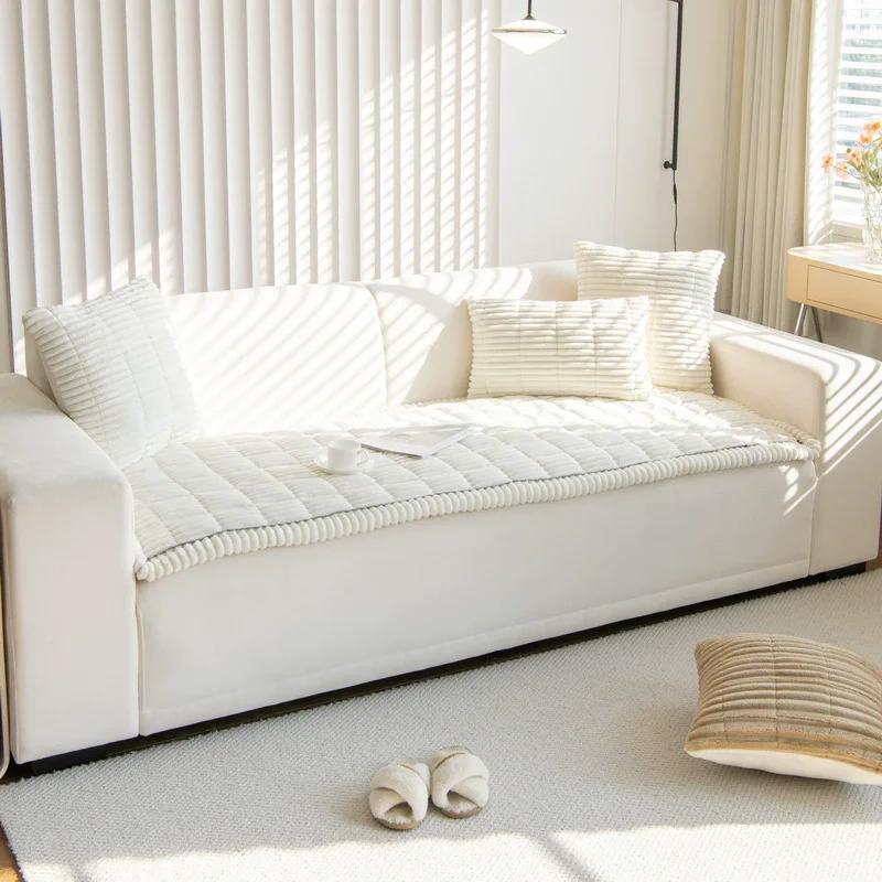 Sofakissen Herbst und Winter Modern Einfach Rutschfest Leder Sofa Verdickt Voll Abdeckender Sofabezug