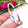 Handmade Sterling Silver Iolite Gemstone Bangle Cuff-Adjustable Birthstone Bracelet For Women